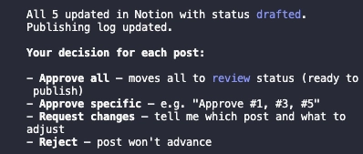 Five LinkedIn posts approved with SEO optimization ready to publish