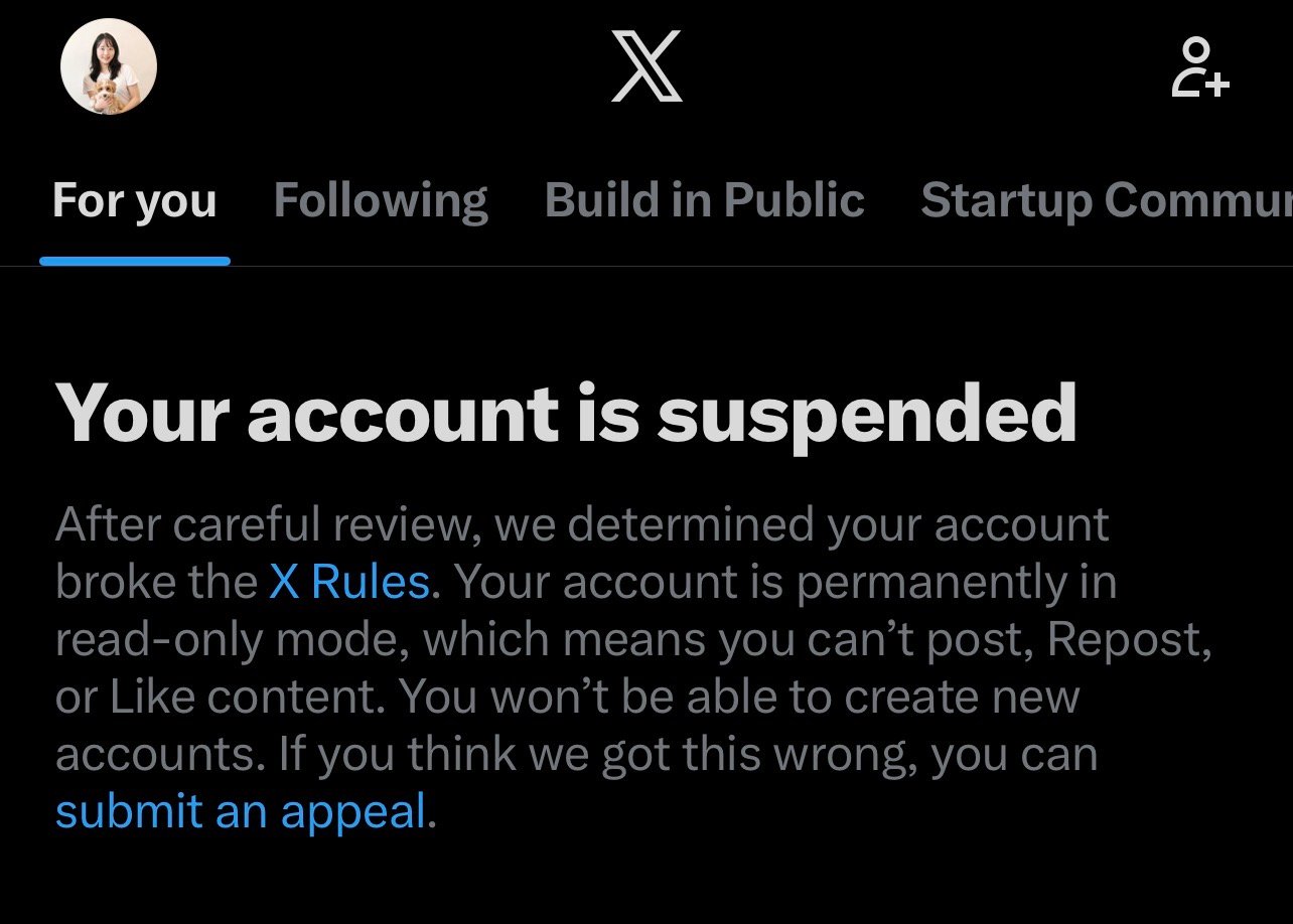 X account is suspended