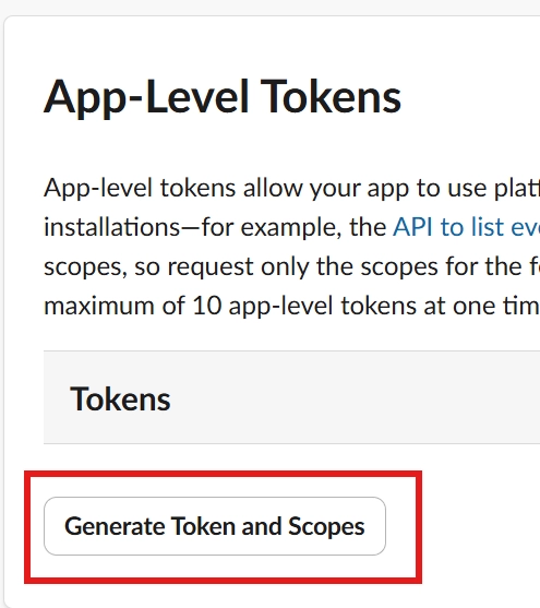 Adding connections write scope to Slack app-level token