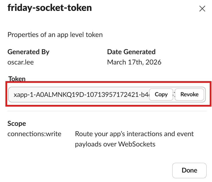 Pasting the Slack app token into OpenClaw terminal setup