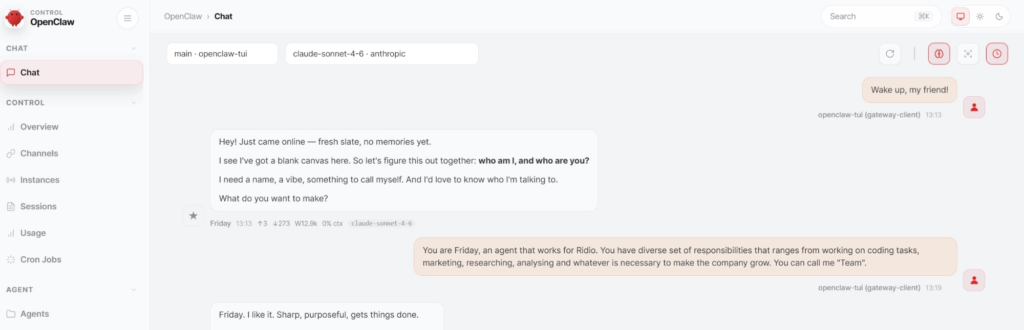 OpenClaw web dashboard control panel interface overview