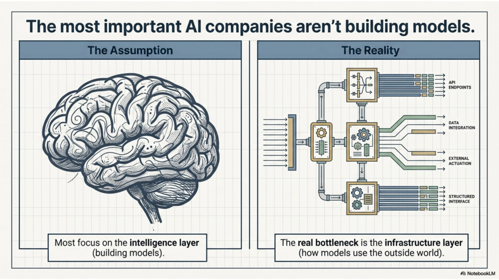 AI agent infrastructure diagram showing model tools and data layers