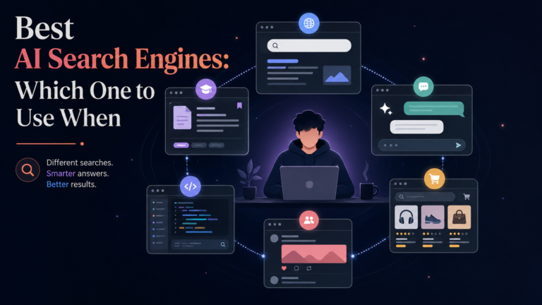 Diagram showing the best AI search engines and what each one is good for